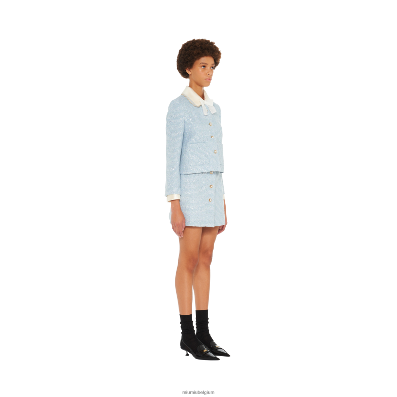Miu Miu astrotweed minirok met lovertjes N8F6L909 klaar om te dragen