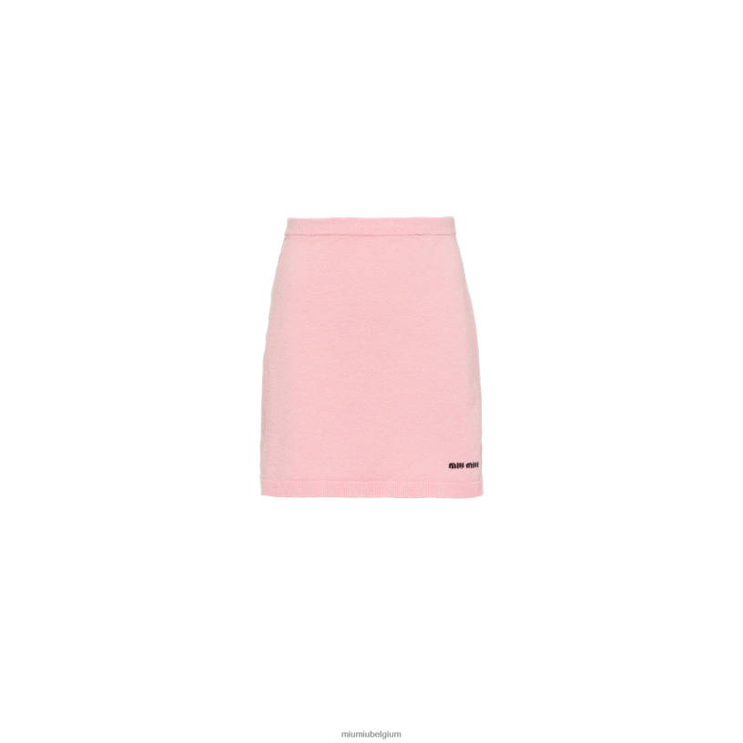 Miu Miu bloemblad rozekatoenen bouclé minirok N8F6L829 klaar om te dragen
