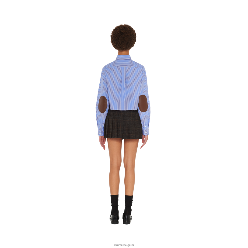 Miu Miu ebbehoutgeruite minirok N8F6L896 klaar om te dragen