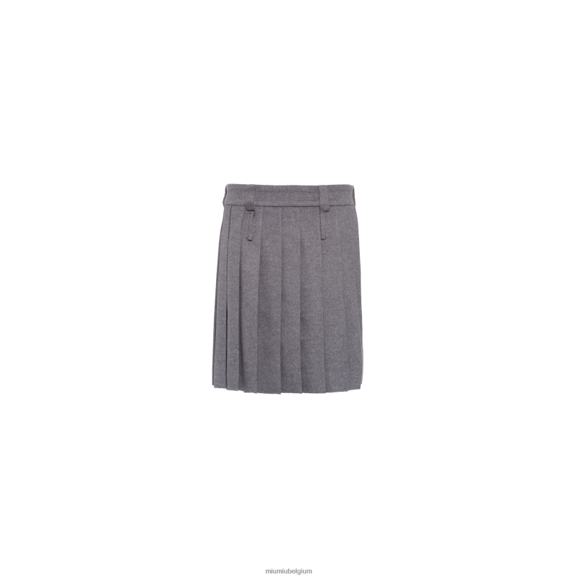 Miu Miu grijsgeplooide velours rok N8F6L893 klaar om te dragen