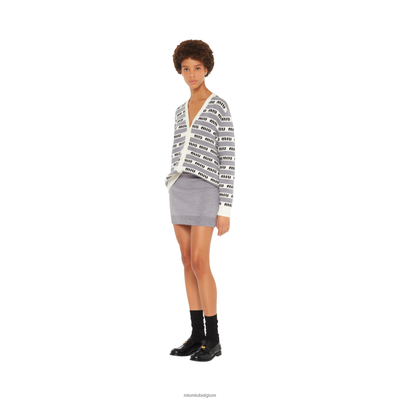 Miu Miu grijskasjmier rok N8F6L821 klaar om te dragen