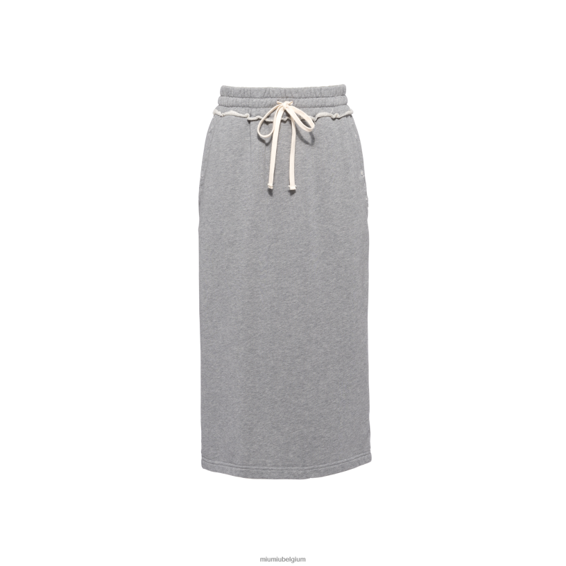 Miu Miu grijskatoenen fleece rok N8F6L685 klaar om te dragen