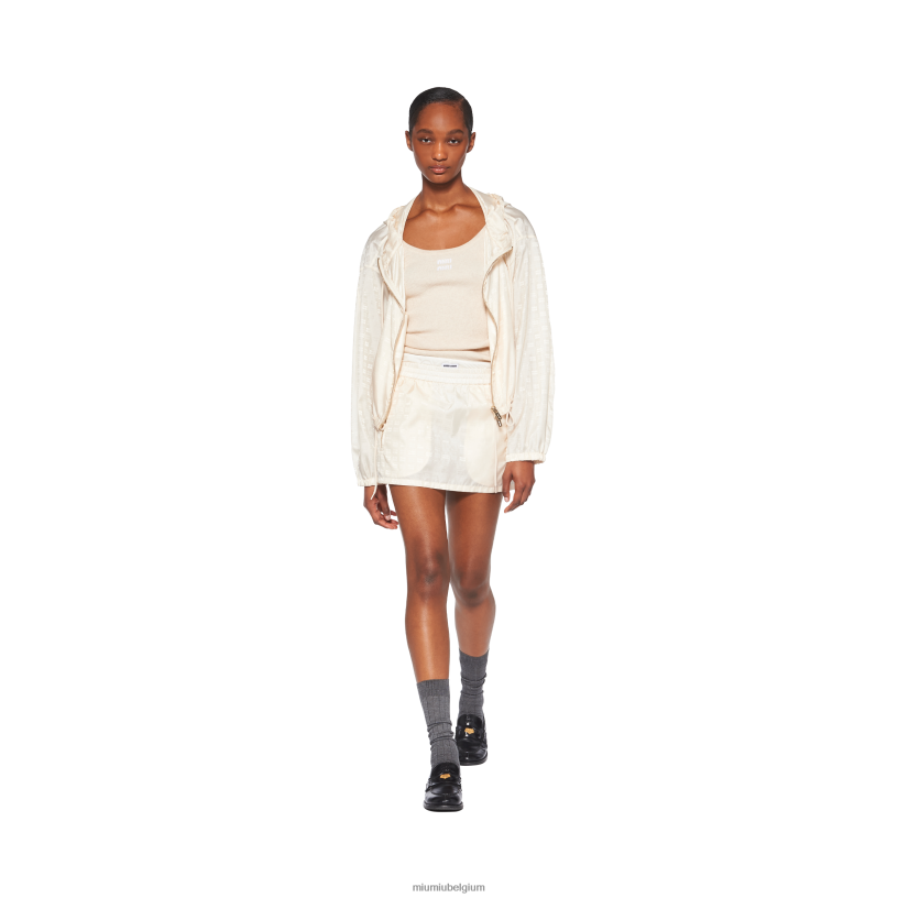 Miu Miu ivoornylon minirok N8F6L842 klaar om te dragen