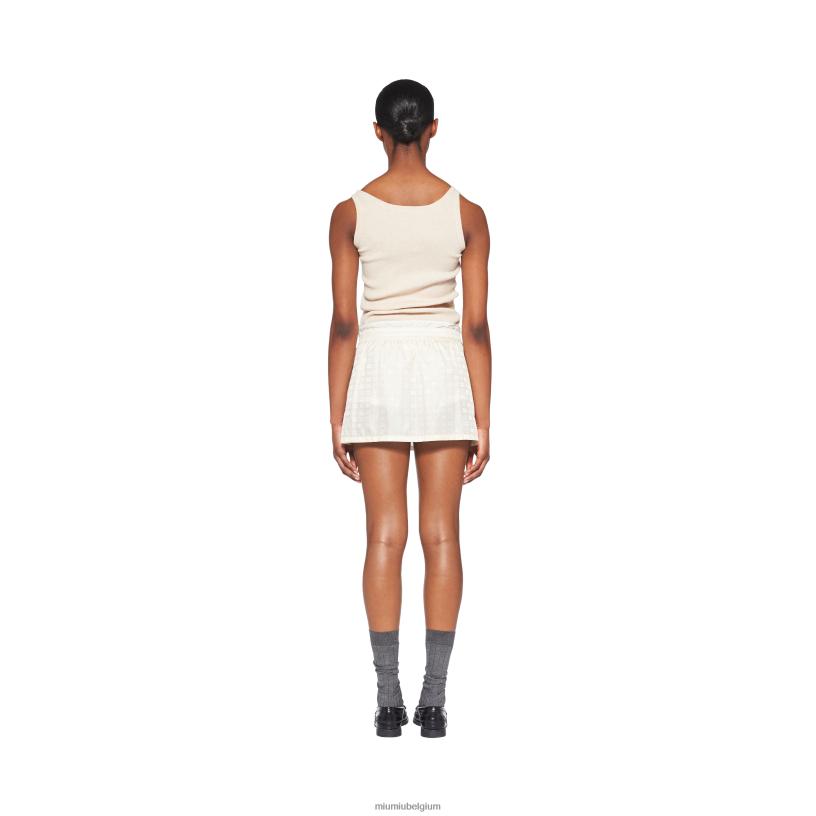 Miu Miu ivoornylon minirok N8F6L842 klaar om te dragen