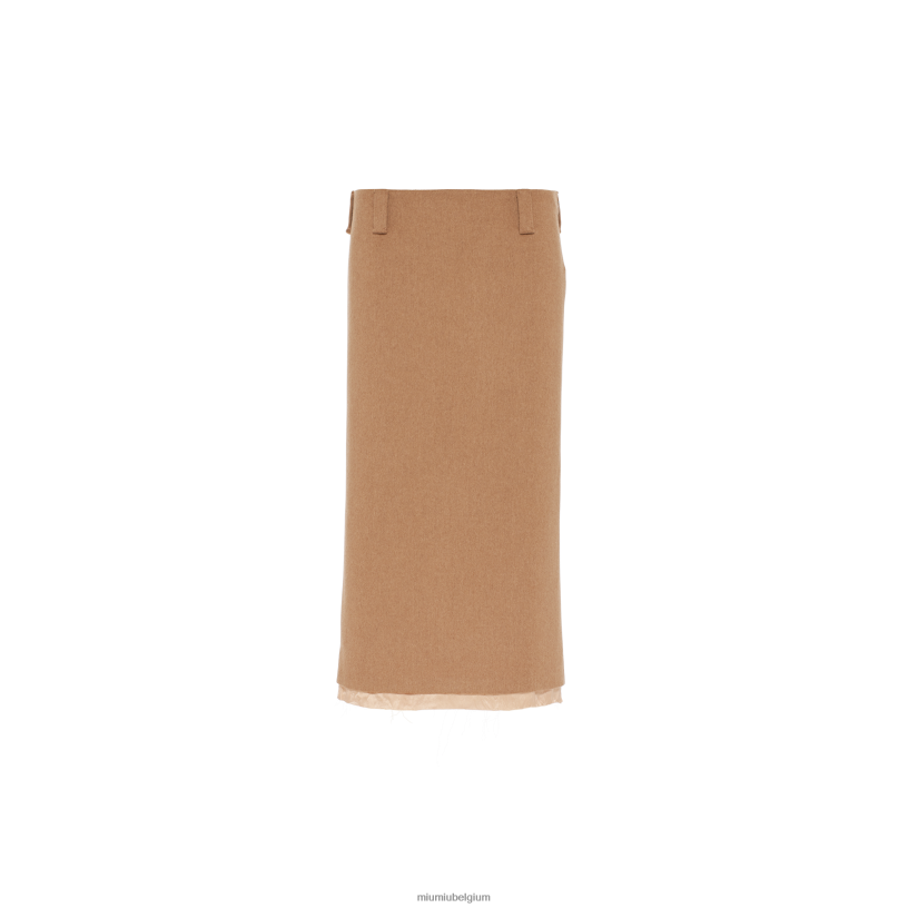 Miu Miu kameel bruinKokerrok van kamelenhaar N8F6L929 klaar om te dragen