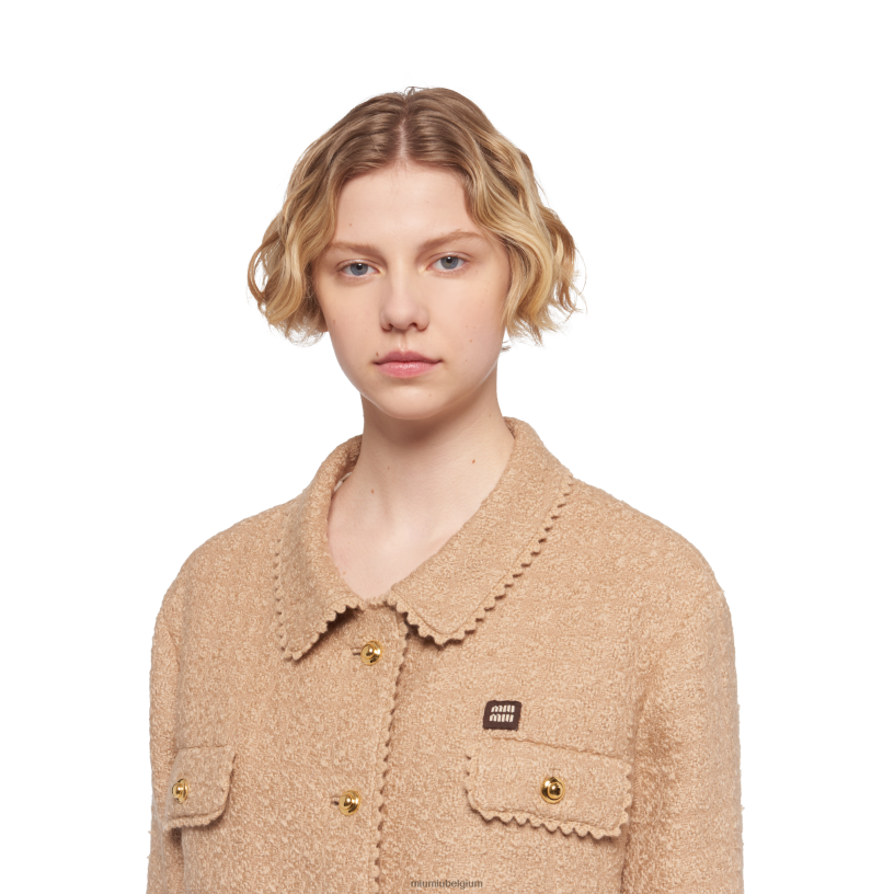 Miu Miu kameel bruintweed rok N8F6L900 klaar om te dragen