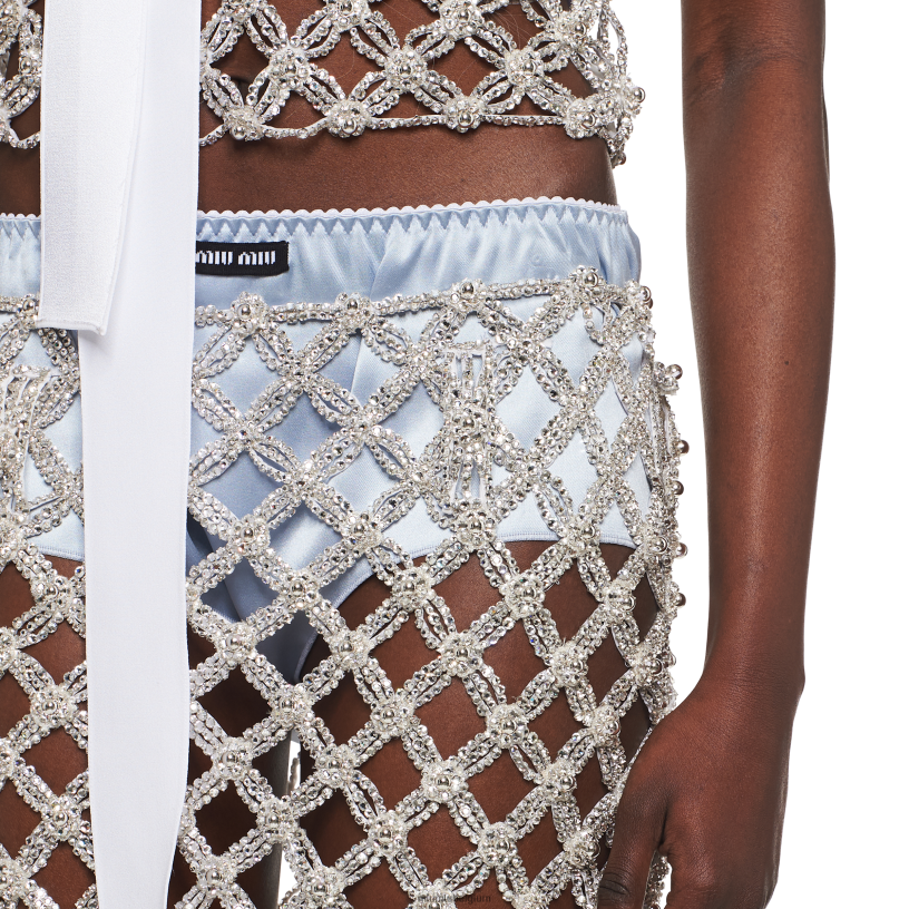 Miu Miu kristalgeborduurde strass mesh rok N8F6L891 klaar om te dragen