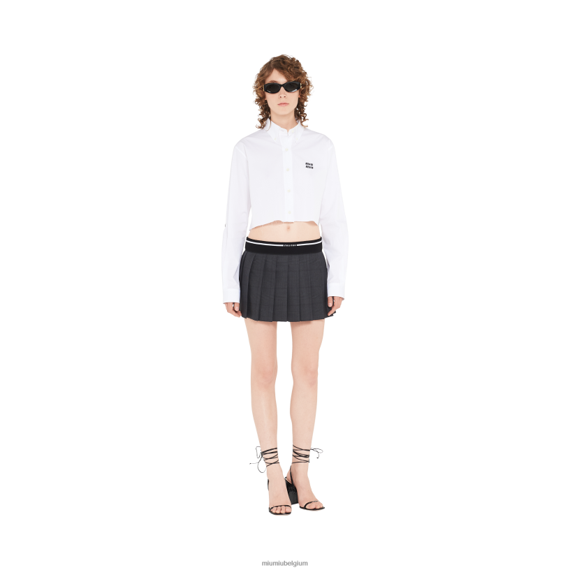 Miu Miu leigrijsglen geruite minirok N8F6L887 klaar om te dragen