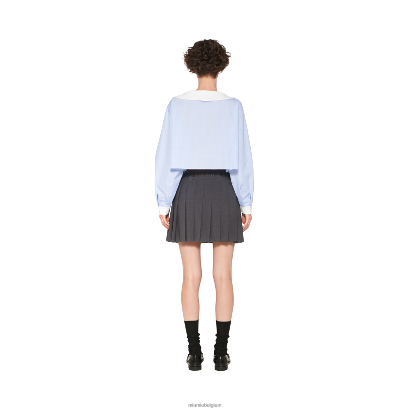 Miu Miu leigrijslichte wollen minirok N8F6L861 klaar om te dragen