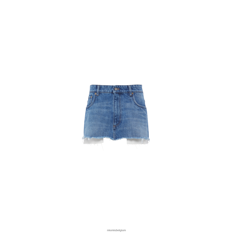 Miu Miu marinedenim minirok N8F6L933 klaar om te dragen