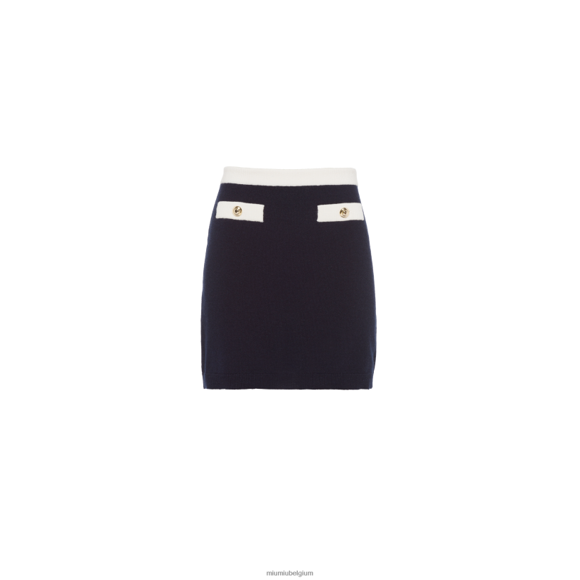 Miu Miu marinekasjmier minirok N8F6L785 klaar om te dragen