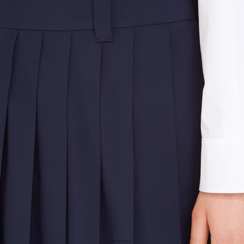 Miu Miu marinerok van mohairstof N8F6L921 klaar om te dragen