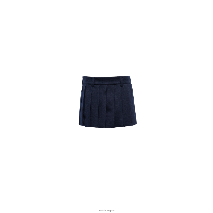 Miu Miu marinevelours rok met geborduurd logo N8F6L905 klaar om te dragen
