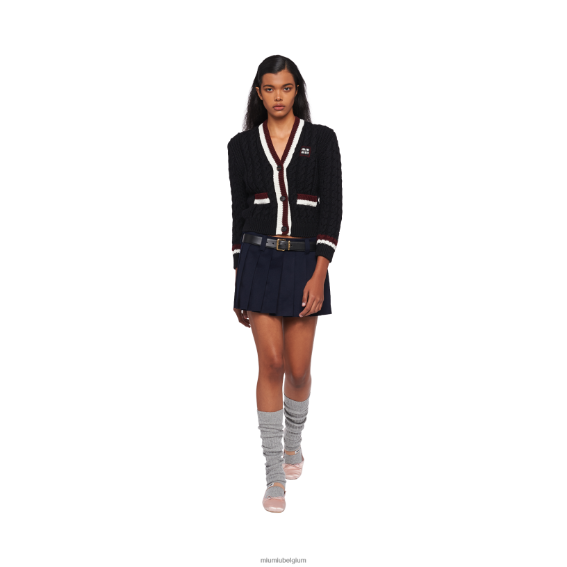 Miu Miu marinevelours rok met geborduurd logo N8F6L905 klaar om te dragen