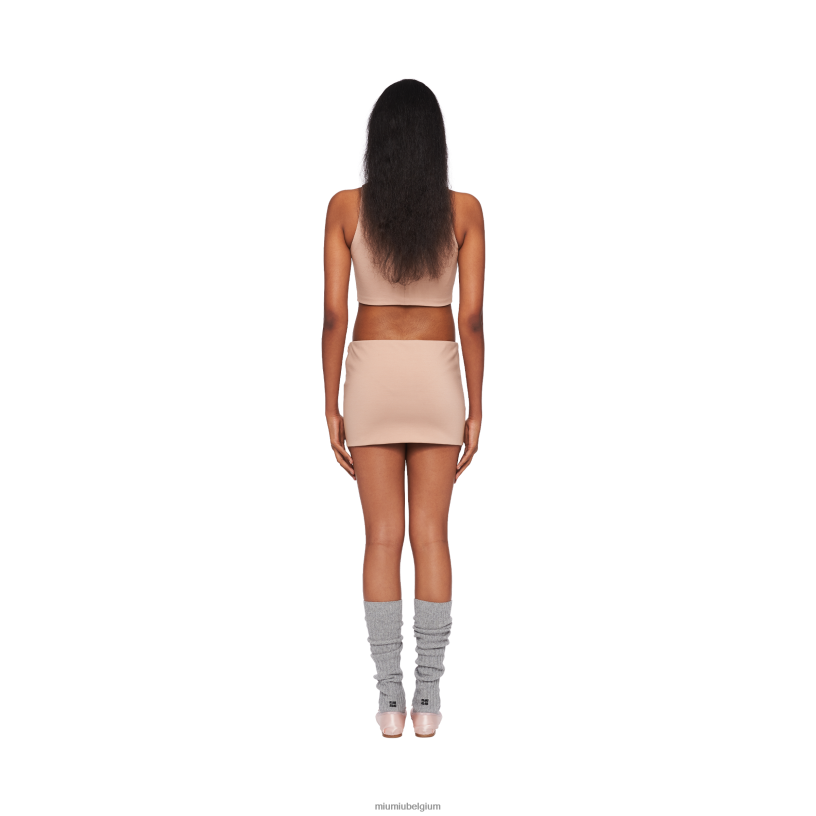 Miu Miu poeder rozejersey minirok met logo N8F6L904 klaar om te dragen