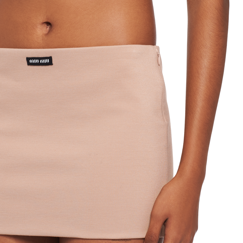 Miu Miu poeder rozejersey minirok met logo N8F6L904 klaar om te dragen