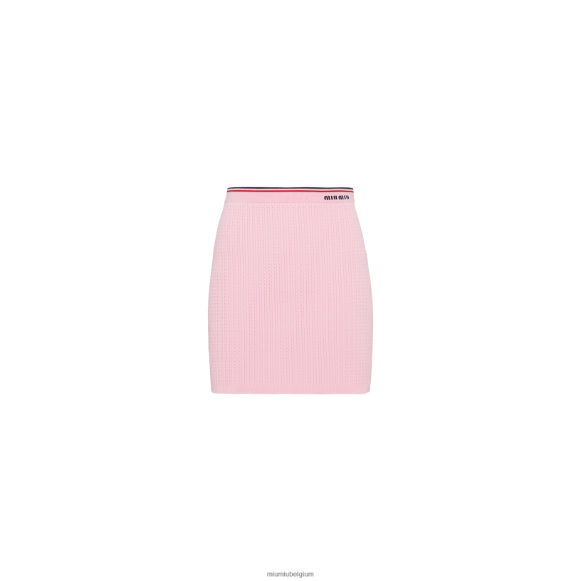 Miu Miu rozeviscose minirok met logo N8F6L818 klaar om te dragen