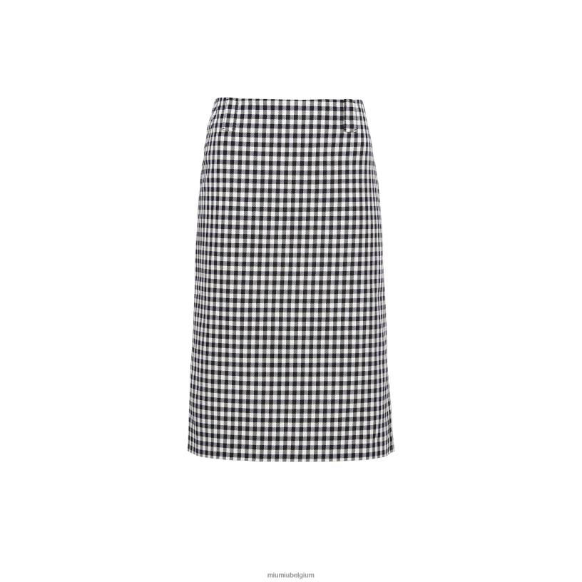 Miu Miu wit Zwartgeruite rok N8F6L863 klaar om te dragen
