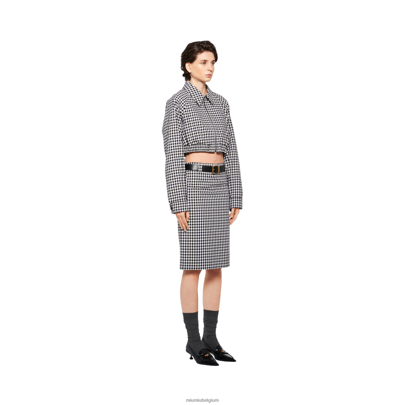 Miu Miu wit Zwartgeruite rok N8F6L863 klaar om te dragen
