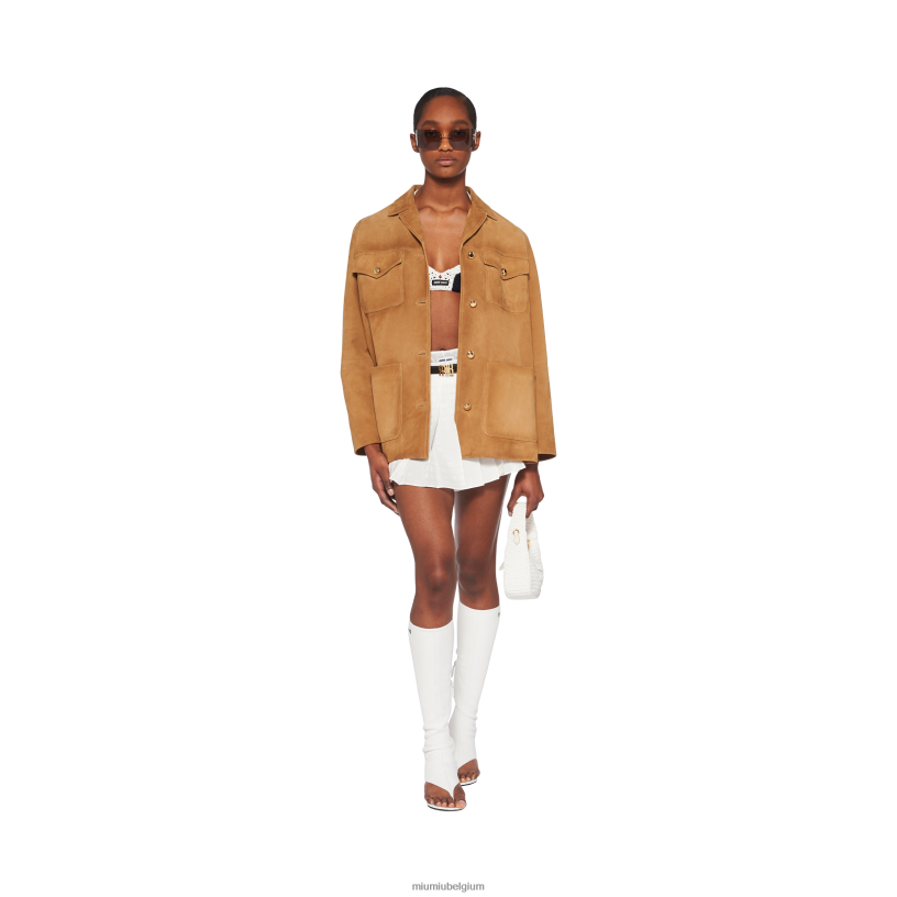 Miu Miu witcrêpe di chine minirok met logo N8F6L838 klaar om te dragen