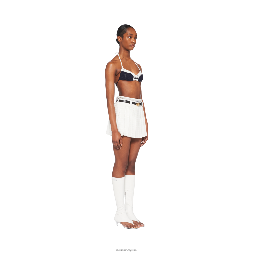 Miu Miu witcrêpe di chine minirok met logo N8F6L838 klaar om te dragen