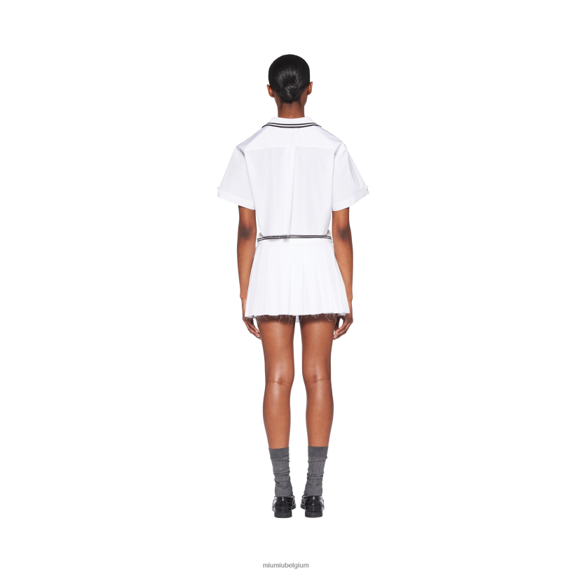 Miu Miu witpopeline minirok N8F6L836 klaar om te dragen