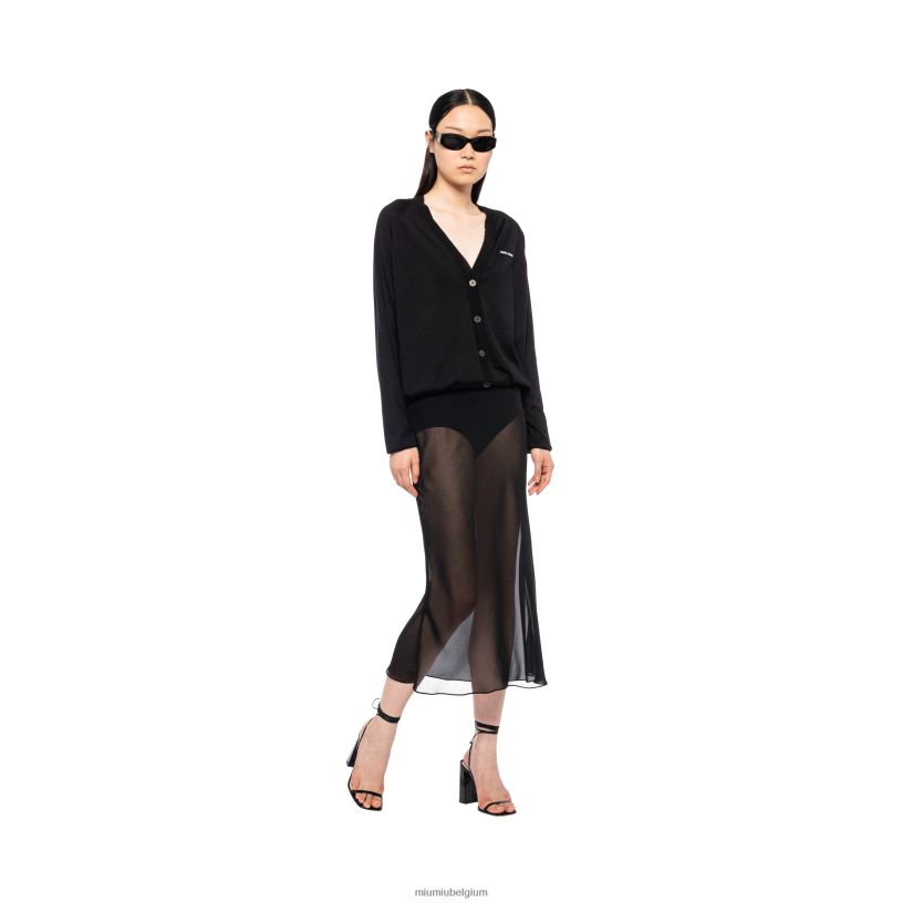 Miu Miu zwartGeorgette rok N8F6L879 klaar om te dragen