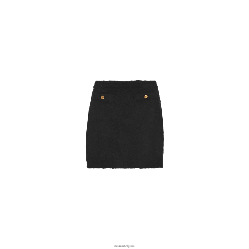 Miu Miu zwartbouclé minirok N8F6L782 klaar om te dragen
