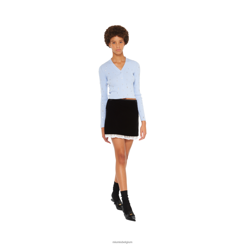 Miu Miu zwartfluwelen minirok N8F6L920 klaar om te dragen