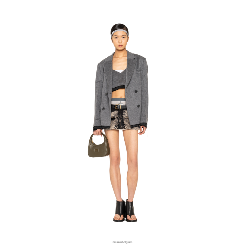 Miu Miu zwartgemarmerde denim minirok N8F6L843 klaar om te dragen