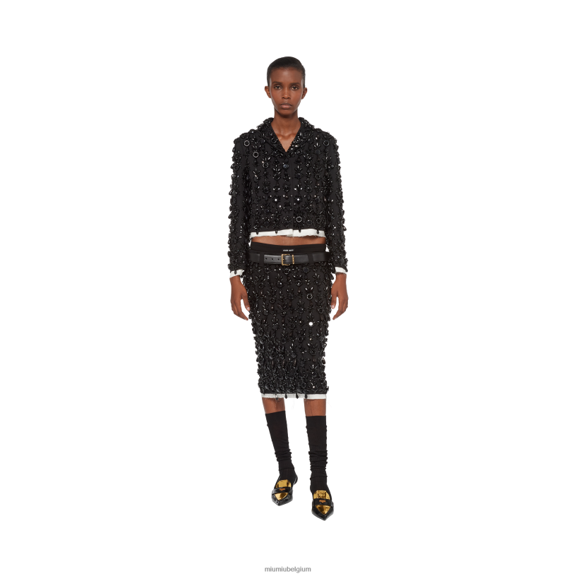 Miu Miu zwartgrain de poudre rok N8F6L932 klaar om te dragen