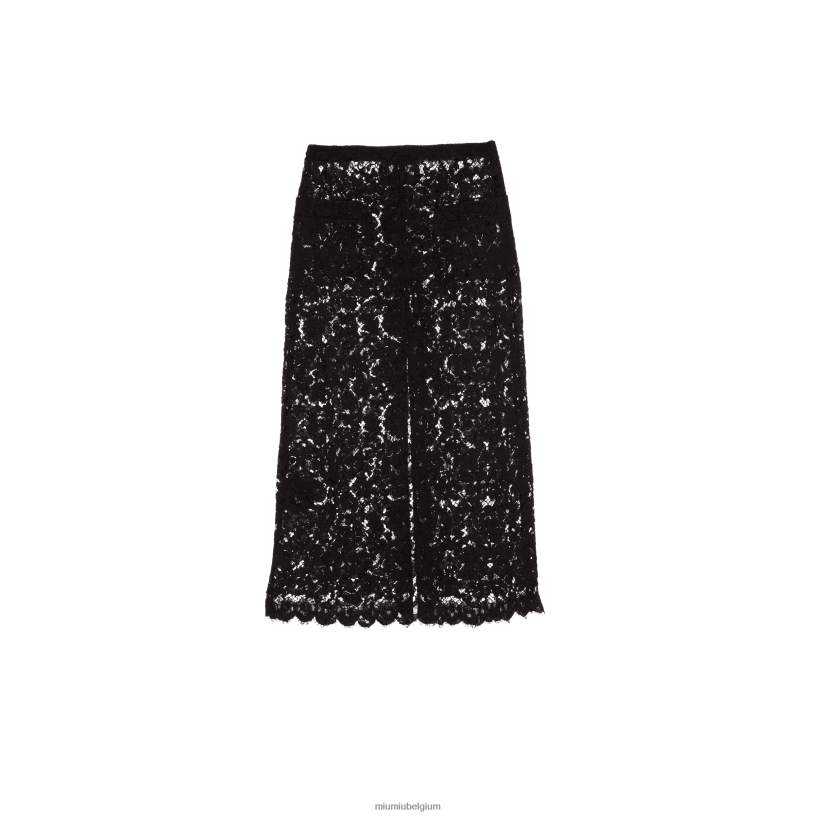 Miu Miu zwartlange kanten rok N8F6L873 klaar om te dragen