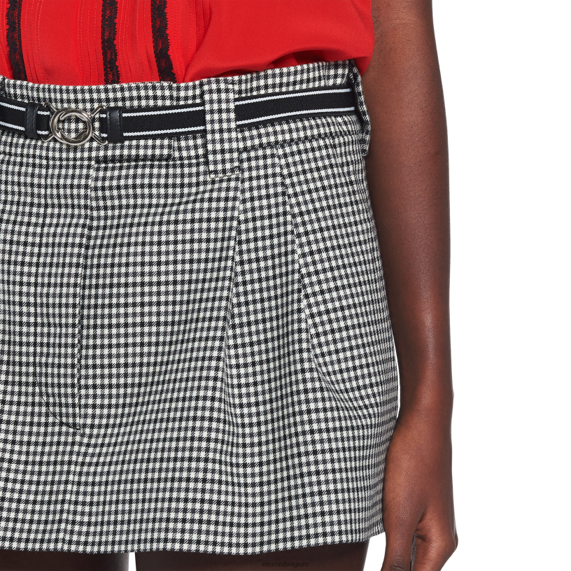 Miu Miu zwartpied-de-poule geruite minirok N8F6L913 klaar om te dragen