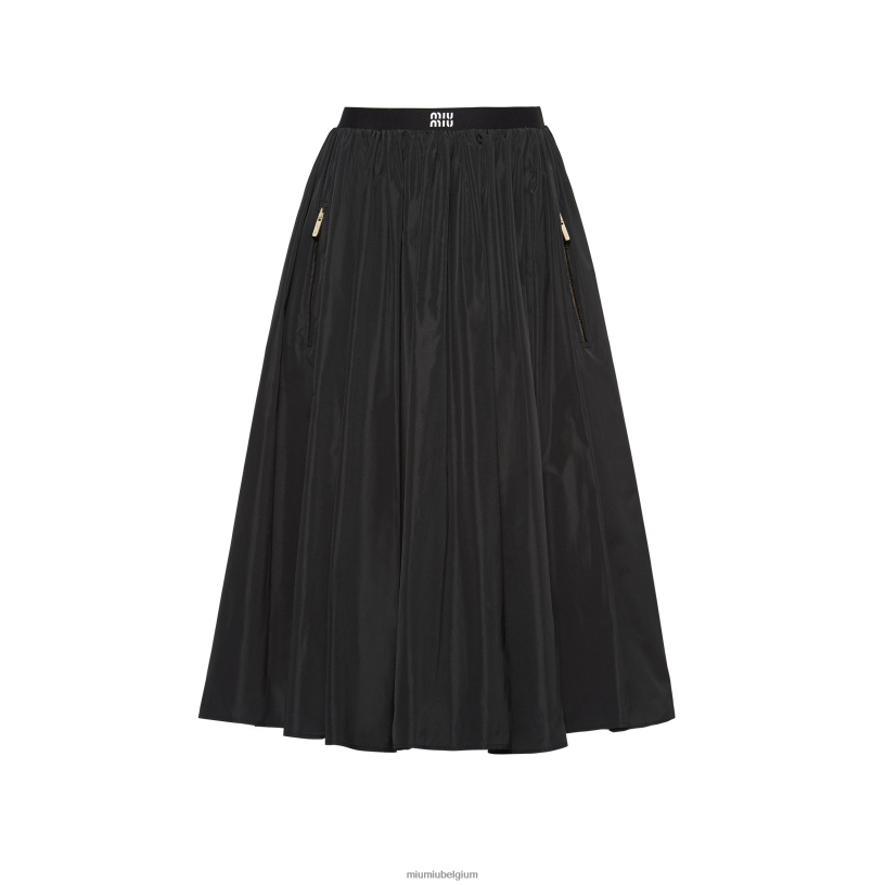 Miu Miu zwartvolledige technische zijden rok N8F6L856 klaar om te dragen