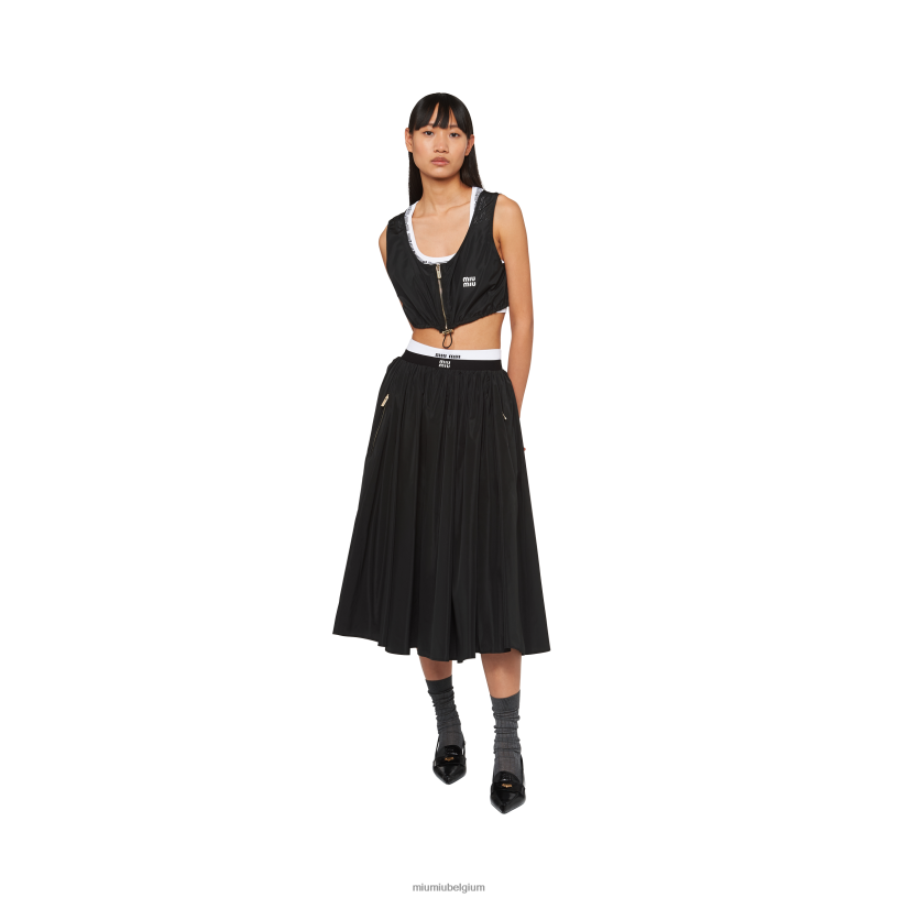 Miu Miu zwartvolledige technische zijden rok N8F6L856 klaar om te dragen