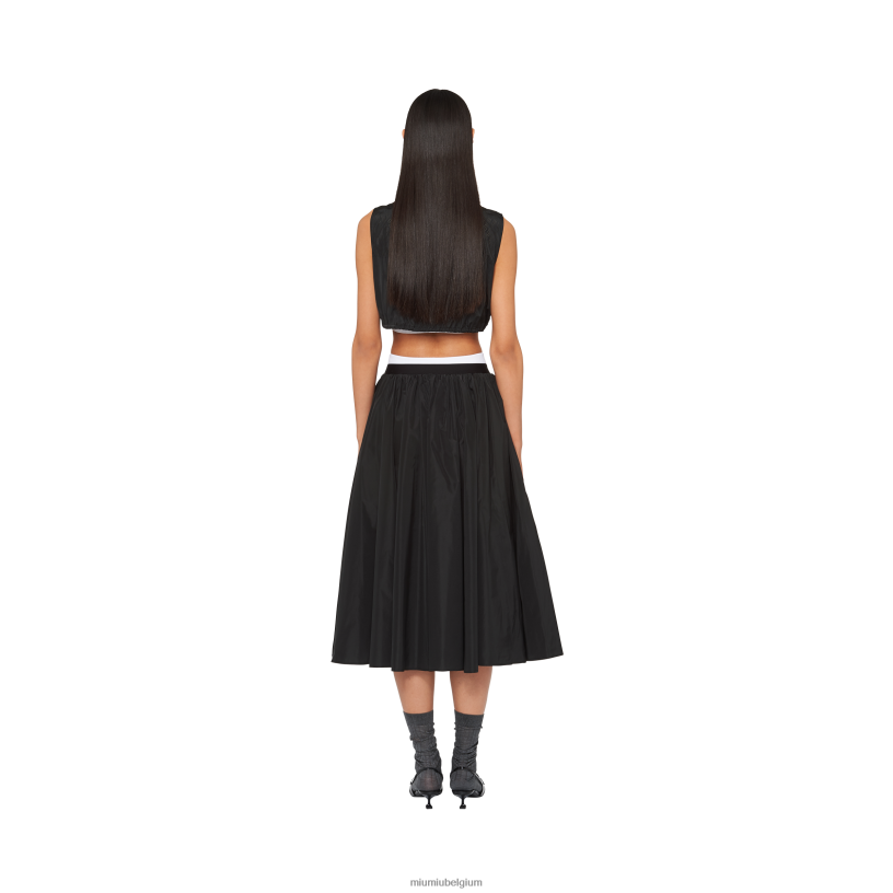 Miu Miu zwartvolledige technische zijden rok N8F6L856 klaar om te dragen