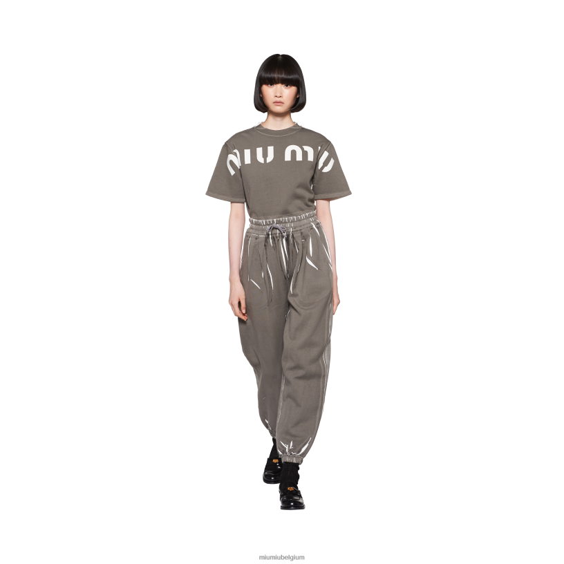 Miu Miu grijskatoenen sweatshirt met print N8F6L679 klaar om te dragen