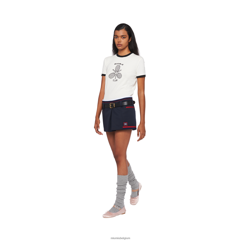 Miu Miu ivoorjersey t-shirt N8F6L716 klaar om te dragen