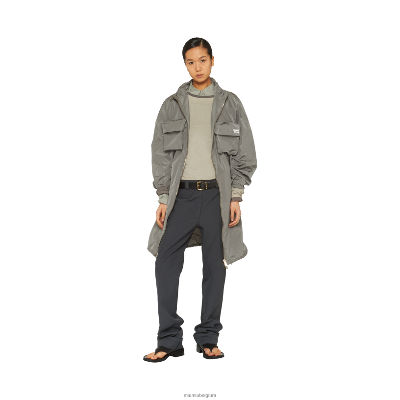 Miu Miu puimsteent-shirt met lange mouwen van geverfde ribgebreide jersey N8F6L672 klaar om te dragen