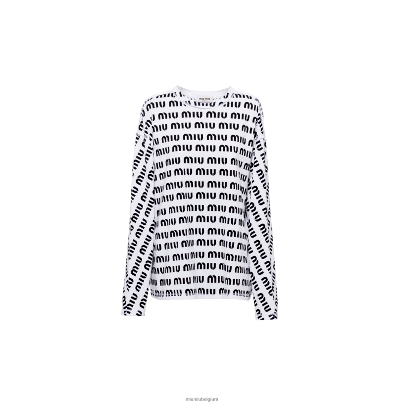 Miu Miu witbedrukt katoenen t-shirt N8F6L678 klaar om te dragen
