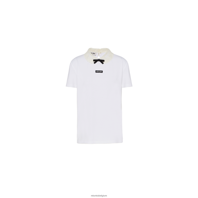 Miu Miu witkatoenen T-shirt N8F6L711 klaar om te dragen
