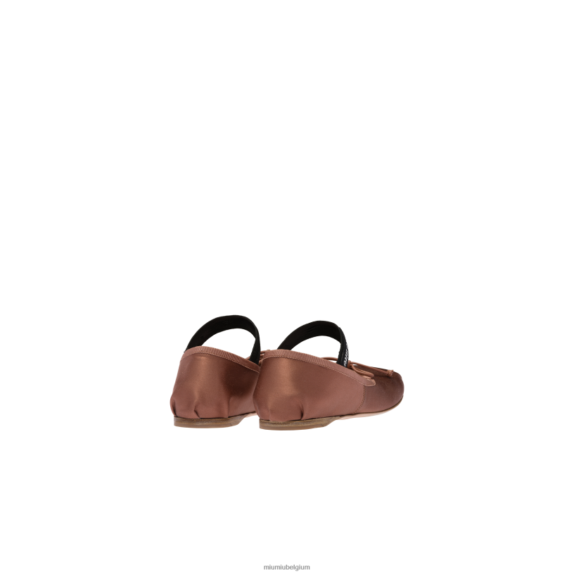 Miu Miu cacao bruinsatijnen ballerina's N8F6L278 schoenen