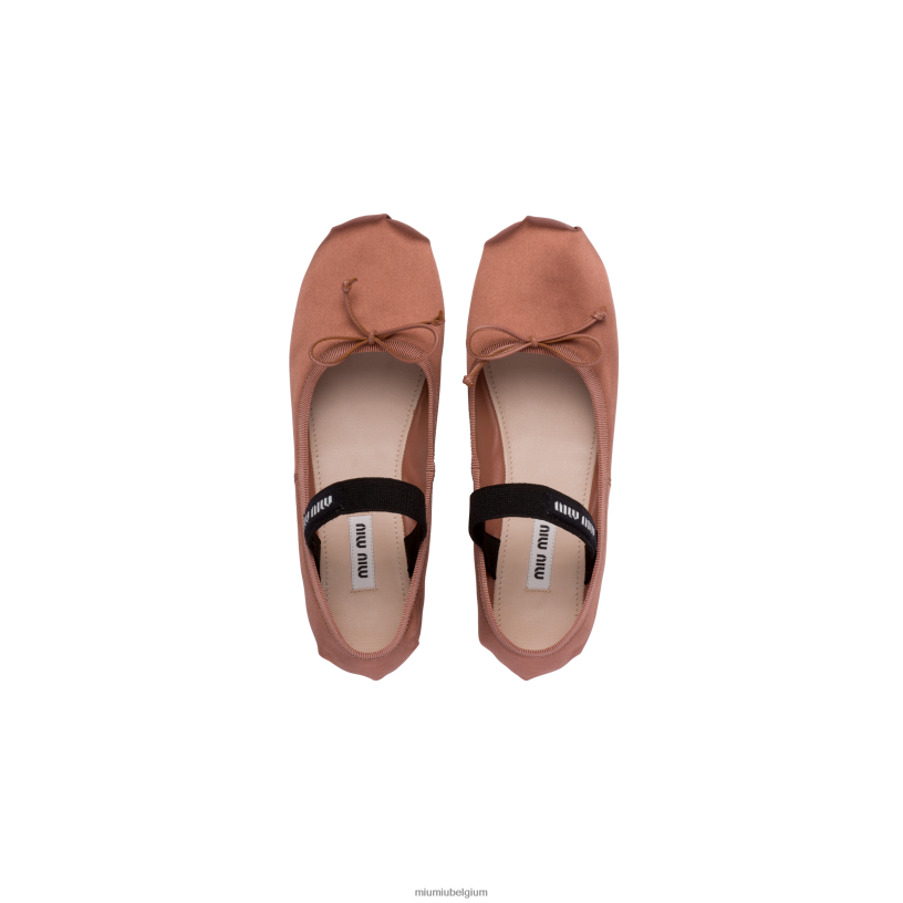 Miu Miu cacao bruinsatijnen ballerina's N8F6L278 schoenen