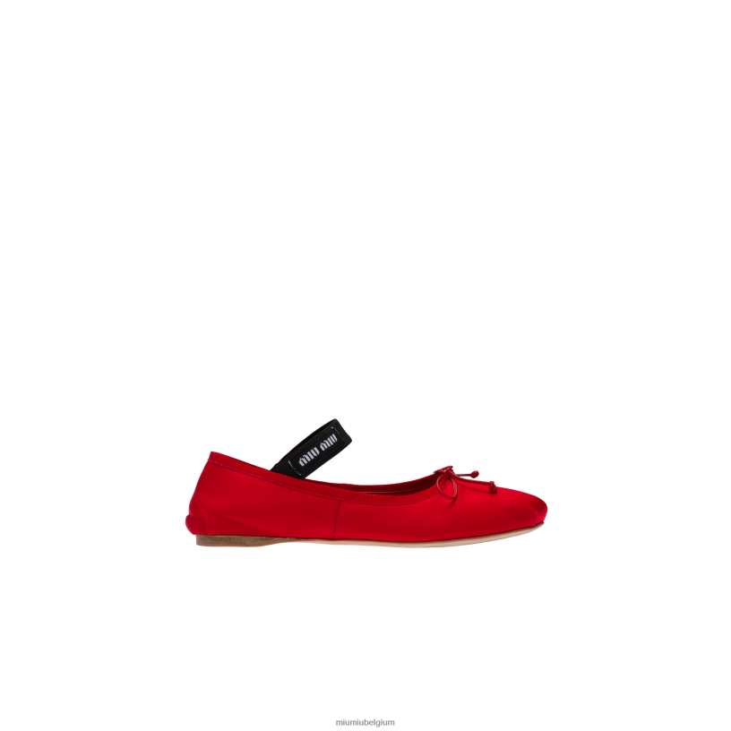 Miu Miu roodsatijnen ballerina's N8F6L279 schoenen