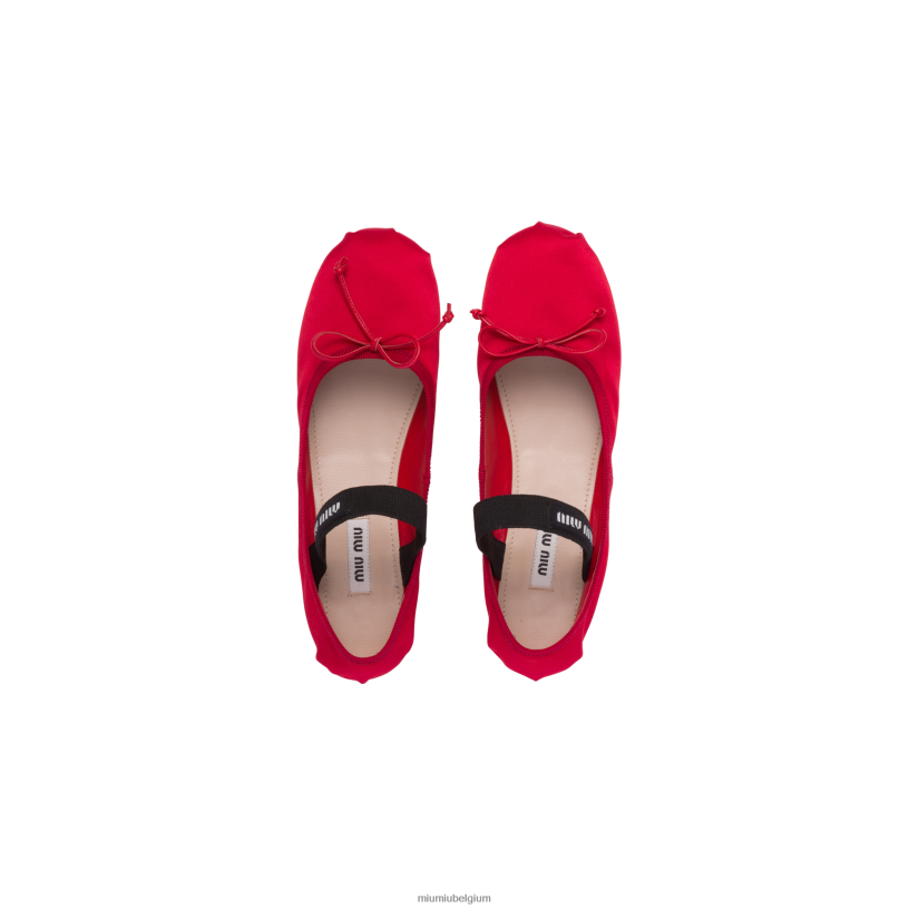 Miu Miu roodsatijnen ballerina's N8F6L279 schoenen