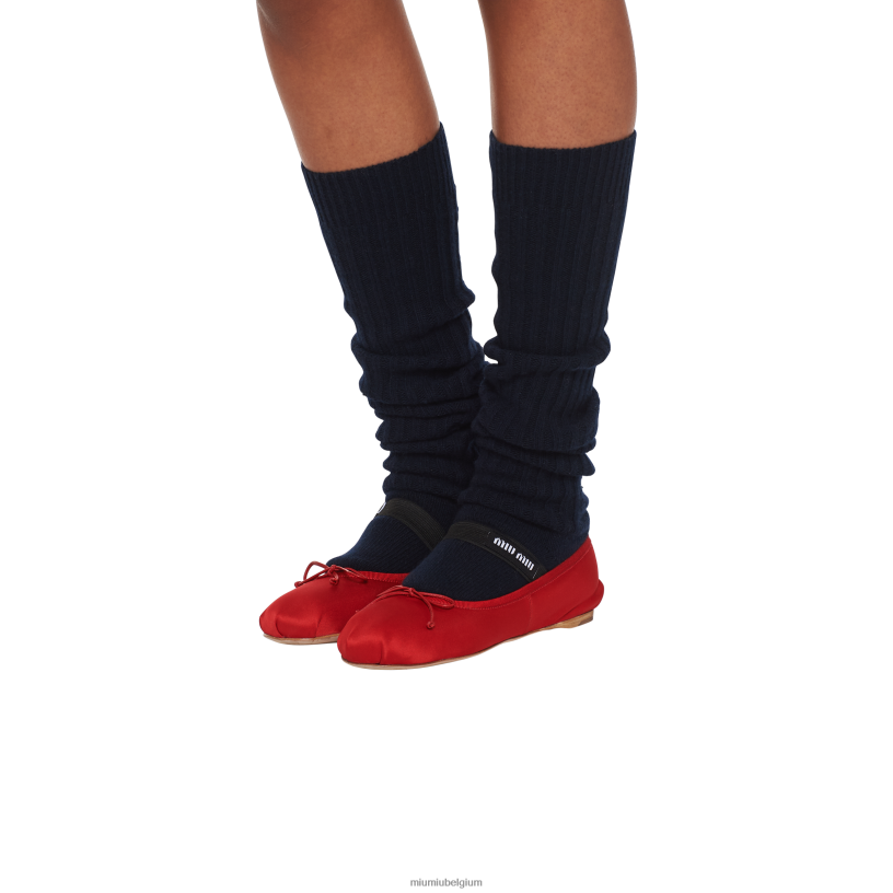 Miu Miu roodsatijnen ballerina's N8F6L279 schoenen