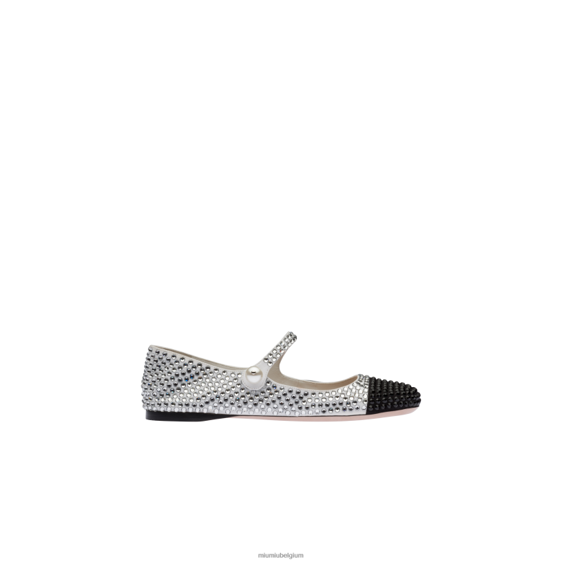 Miu Miu wit Zwartballerina's van katoengabardine N8F6L287 schoenen