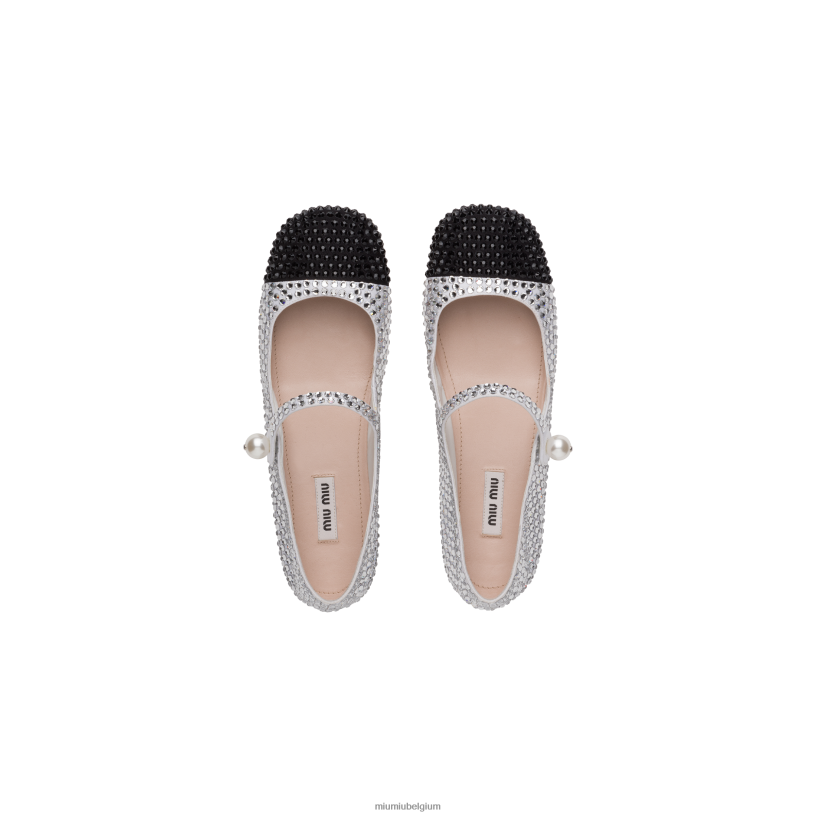 Miu Miu wit Zwartballerina's van katoengabardine N8F6L287 schoenen