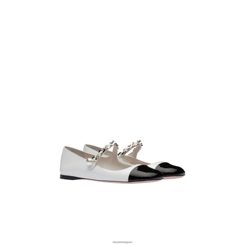 Miu Miu wit Zwartlakleren ballerina's N8F6L286 schoenen