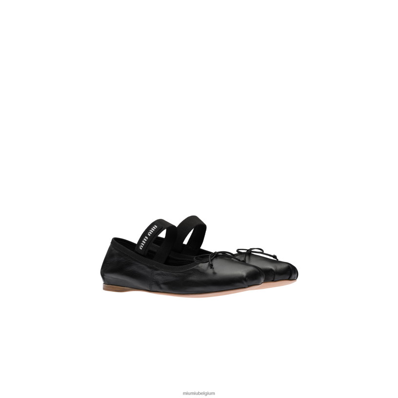 Miu Miu zwartleren ballerina's N8F6L274 schoenen